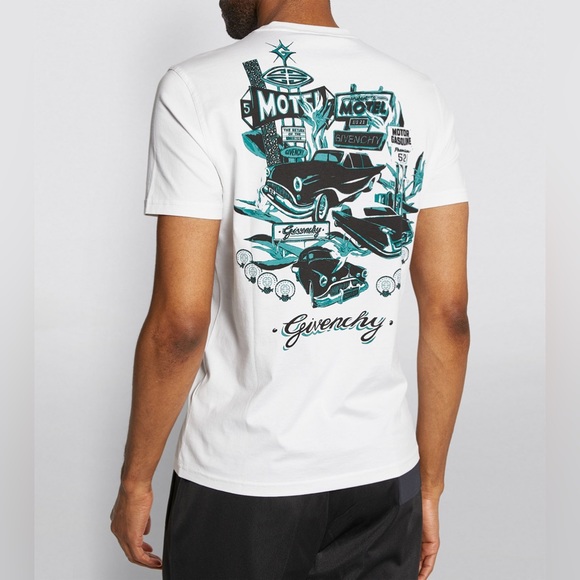 NWOT Men’s X-Large Givenchy Motel Cars Print Cotton T-Shirt In White/Multicolor - Picture 4 of 14